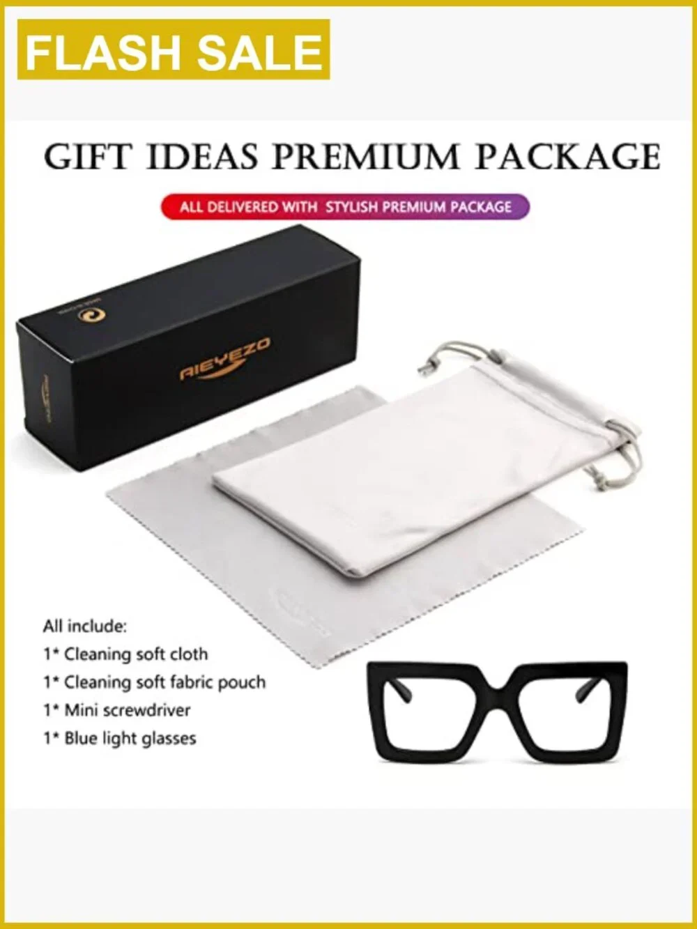 Oversized Square Blue Light Blocking Glasses Full Rim UV Protection